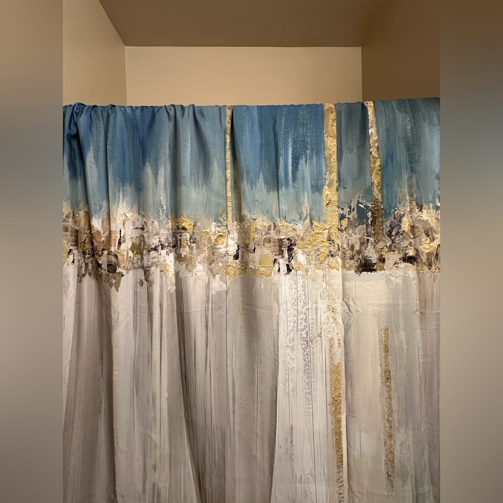 Abstract Blue and Gold Shower Curtain